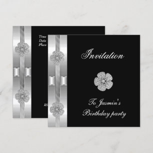 Invitation Black Silver Diamond fleuron Jewel