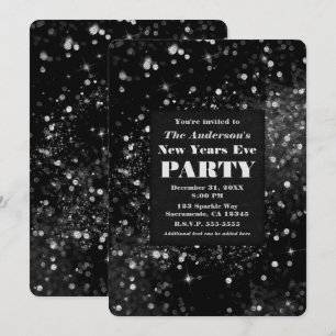Invitation Black Silver Éclairage Nouvel An Soirée
