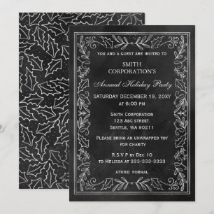 Invitation Black Silver Elegant Corporate Holiday Party