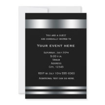 Black Silver Elegant Dinner Party Événement Invita