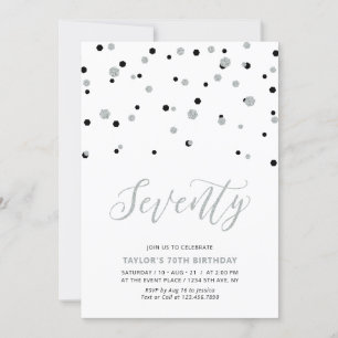 Invitation Black & Silver Simple Soixante-dix 70e anniversair