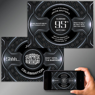 Invitation Black Silver Surprise 95e anniversaire