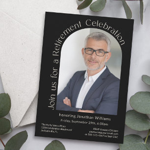 Invitation Black Simple Photo Arch Parti de retraite