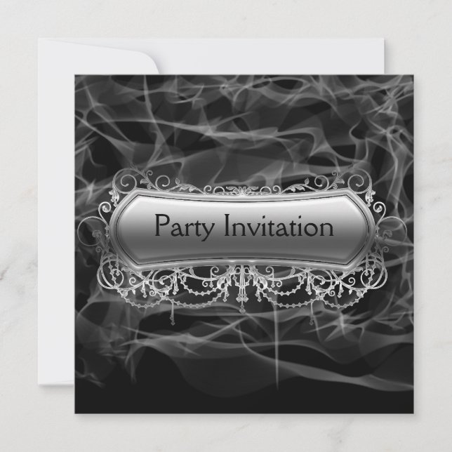Invitation Black Smoke Silver Party (Devant)