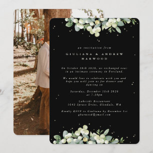 Invitation Black Snowberry+Eucalyptus Réception de mariage Ph