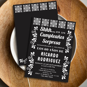 Invitation Black Spanish Talavera Fiesta Surprise Anniversair