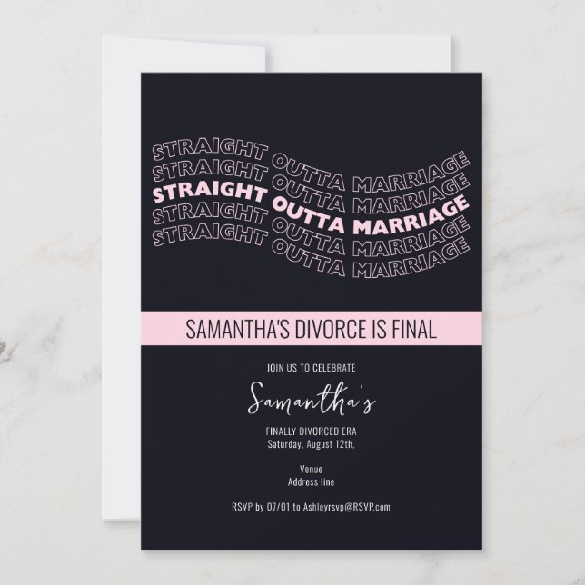 Invitation Black Straight Outta Mariage Parti Divorcé (Devant)