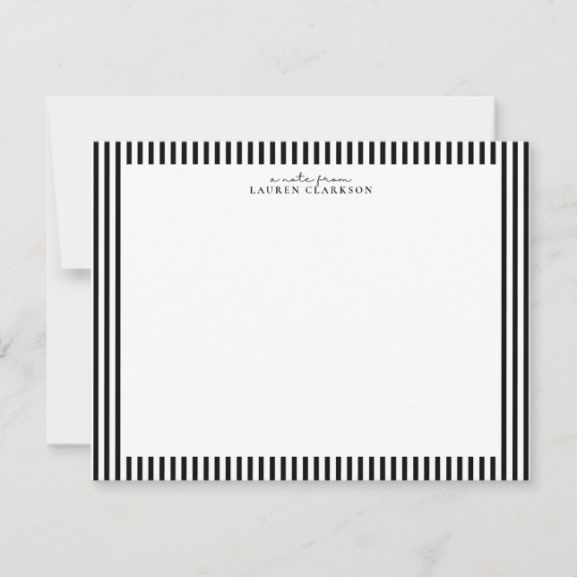 Invitation Black Stripe Border Note Card (Devant)