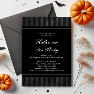Invitation Black Stripes Halloween Tea Party