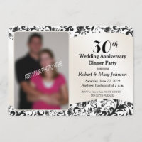 Black Swirl & Pearl 30e anniversaire de Mariage Ph
