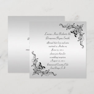 Invitation Black Swirls sur Mariage de poste Arrière - plan a