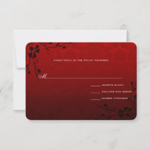 Invitation Black Swirls sur Red Metallic Mariage damassé Invi