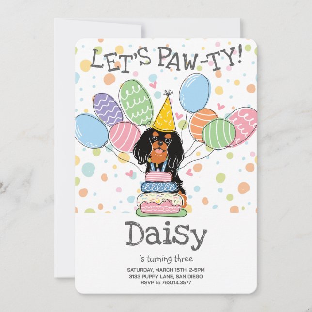 Invitation Black Tan Cavalier King Charles Spaniel Anniversai (Devant)