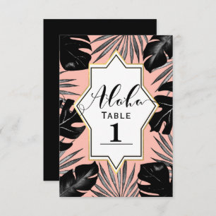 Invitation Black Tropical Feuilles & Coral Gold Numéro de tab