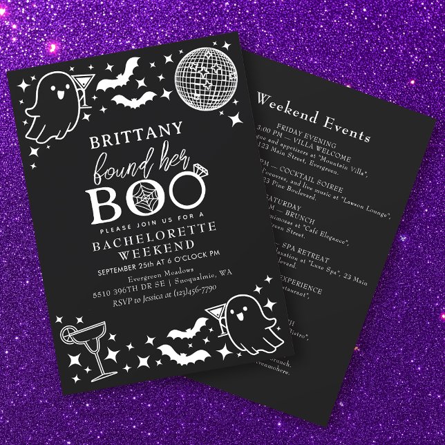 Invitation Black Trouve son Boo Halloween Bachelorette Week-e (Créateur téléchargé)