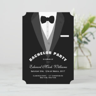 Invitation Black Tuxedo Bachelor