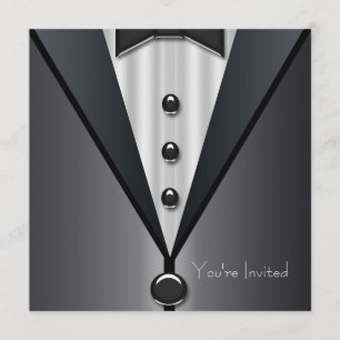 Invitation Black Tuxedo Black Dress Party