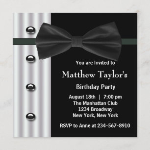 Invitation Black Tuxedo Bow Cravate Hommes fête d'anniversair