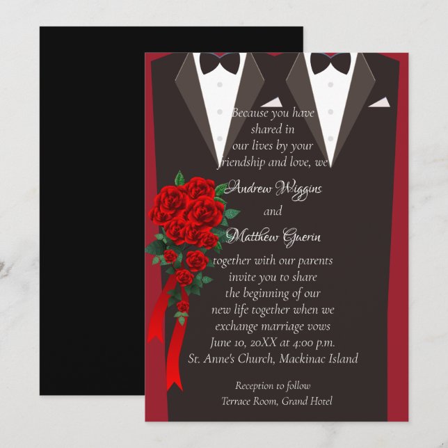 Invitation Black Tuxedo Gay (Devant / Derrière)