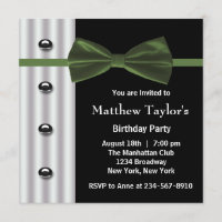 Black Tuxedo Green Bow Cravate Hommes fête d'anniv