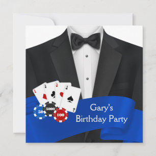 Invitation Black Tuxedo Mans Poker fête d'anniversaire