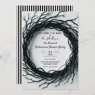 Invitation Black Twig Elegant Automne Halloween Dîner fête