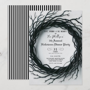 Invitation Black Twig Élégant Repas de fête d'automne d'Hallo