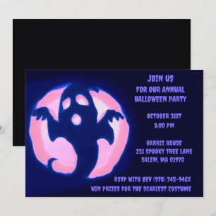 Invitation Black Violet Fantôme Éffrayant Halloween Ghosts Pa