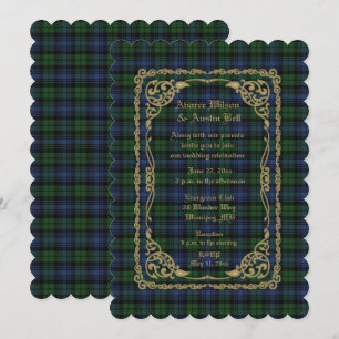 Invitation Black Watch Tartan Ancien Avec Cadre Or