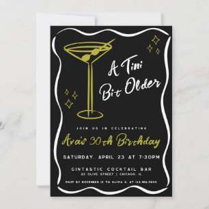 Invitation Black Whimsical Tini Bit Martini Anniversaire