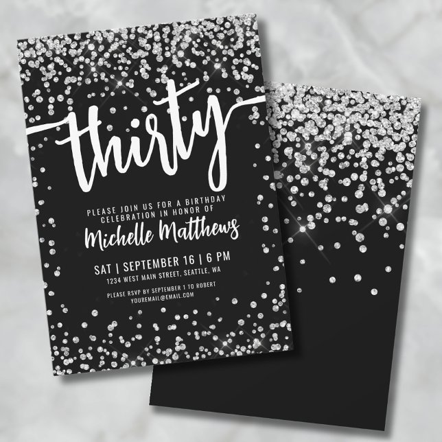 Invitation Black White 30th Birthday Party (Black And White 30th Birthday Invitation)