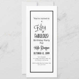 Invitation Black & White 50 & FABULOUS Surprise Party