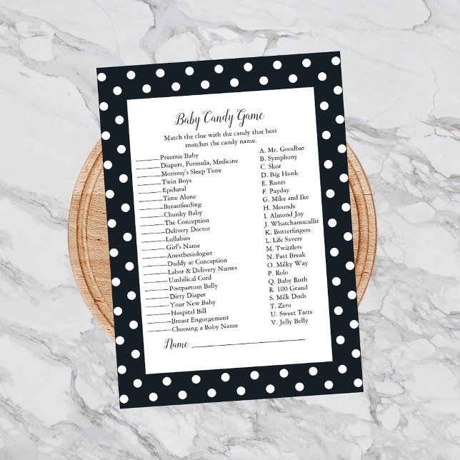 Invitation Black White Baby Bow Baby Candy Baby shower Jeu (Créateur téléchargé)
