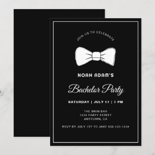 Invitation Black & White Bow Cravate moderne Bachelor Party I