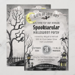 Invitation Black White Déplaisant Costume Party Halloween Éff
