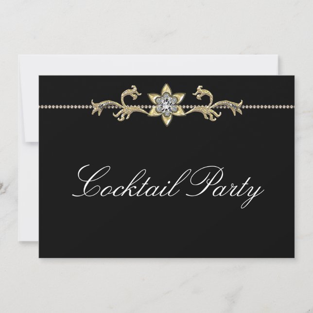 Invitation Black White Diamond Black White Cocktail Party (Devant)