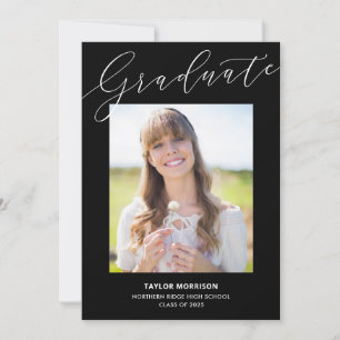 Invitation Black & White Elegant 2024 Photo Graduation Party