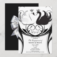 Black & White Elegant Swan Princess Fiançailles