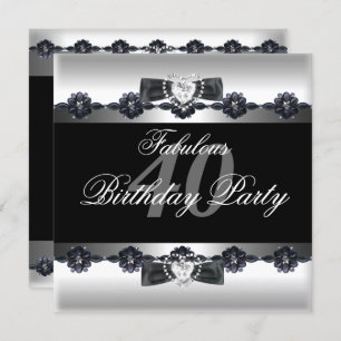 Invitation Black White Fabuleux 40 40e fête d'anniversaire