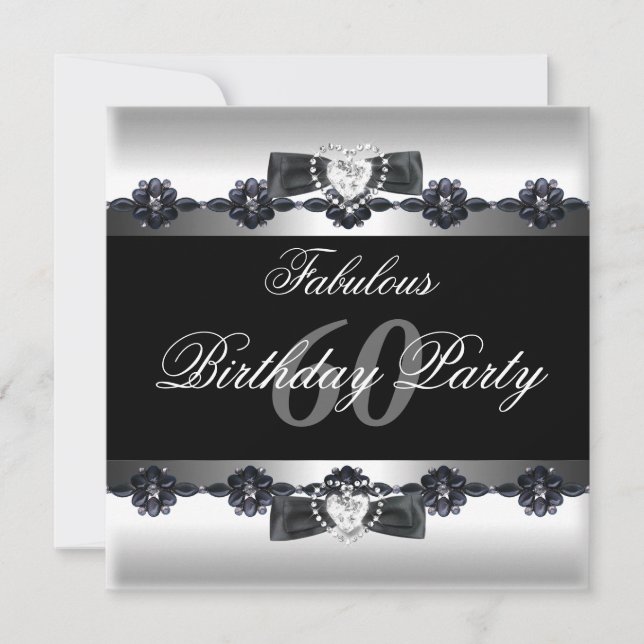 Invitation Black White Fabuleux 60 60e fête d'anniversaire (Devant)