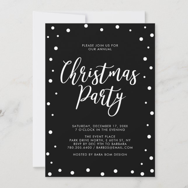 Invitation Black & White Fête de Noël moderne (Devant)