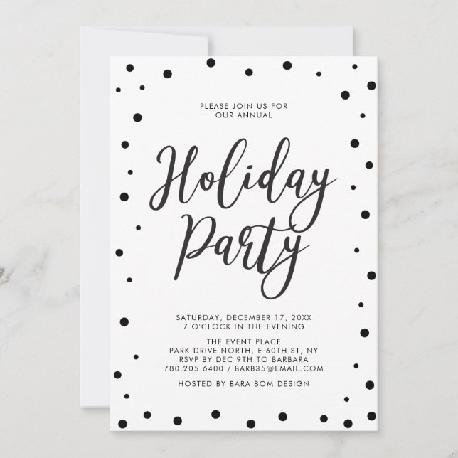 Invitation Black & White Fête de Noël moderne (Devant)