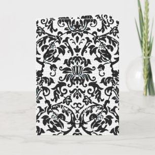 Invitation Black & White Floral Damask Photo Bi-fold Mariage