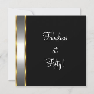 Invitation Black White Gold Fabulous 50e fête d'anniversaire
