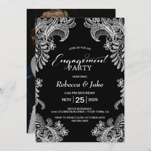 Invitation Black White Lace