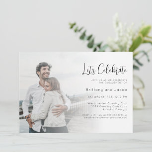 Invitation Black White Photo Mariage