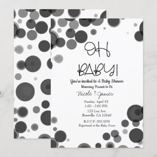 Invitation Black White Polka Dot Bubles OH Baby shower