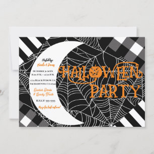 Invitation Black & White Spiderweb Patchwork Halloween Party