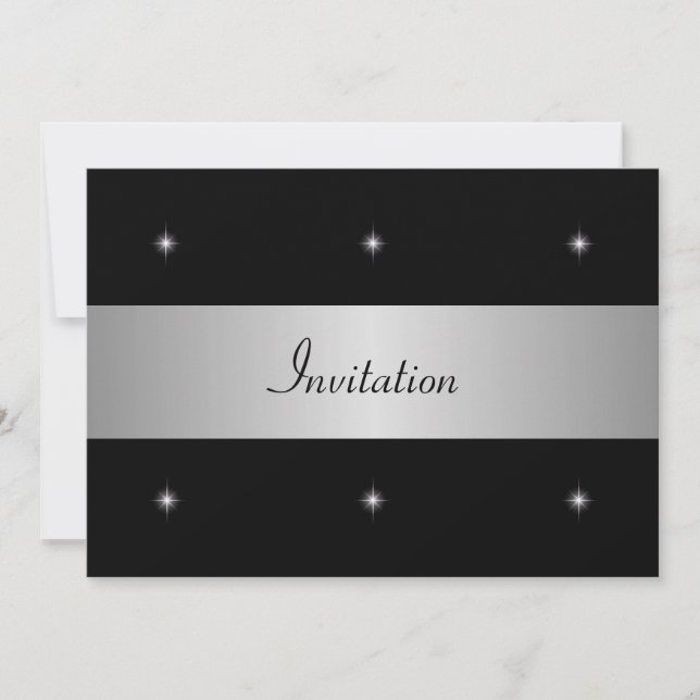 Invitation Black & White Stars avec événement spécial Argent (Devant)