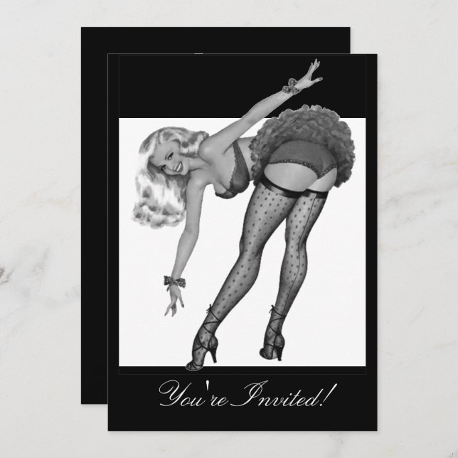 Invitation Black & White Style Pin-Up Girl 19 (Devant / Derrière)